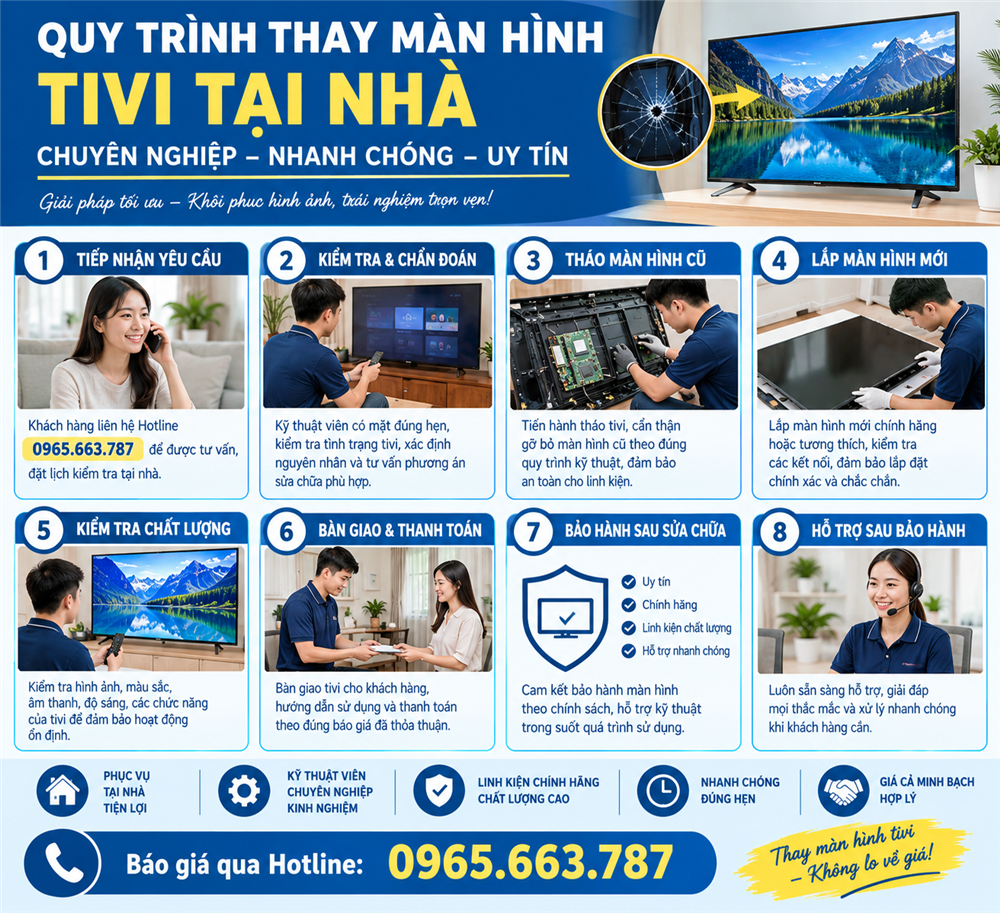 Quy trình thay màn hình tivi LG tại nhà chuẩn kỹ thuật